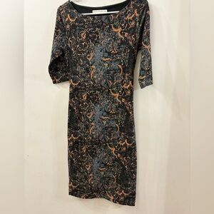 Peruvian connections Black Abstract Print Midi Dress - Women's XS